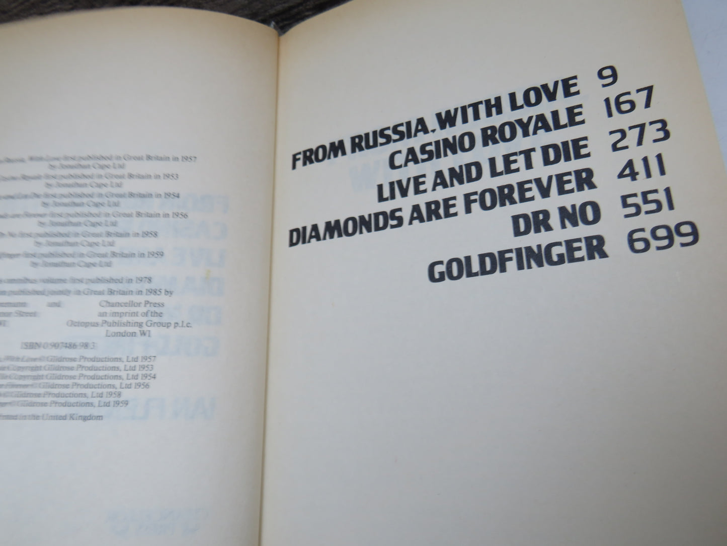 The Best of James Bond By Ian Fleming 1985 From Russia With Love, Casino Royale, Live and Let Die, Diamonds Are Forever, Dr No, Goldfinger