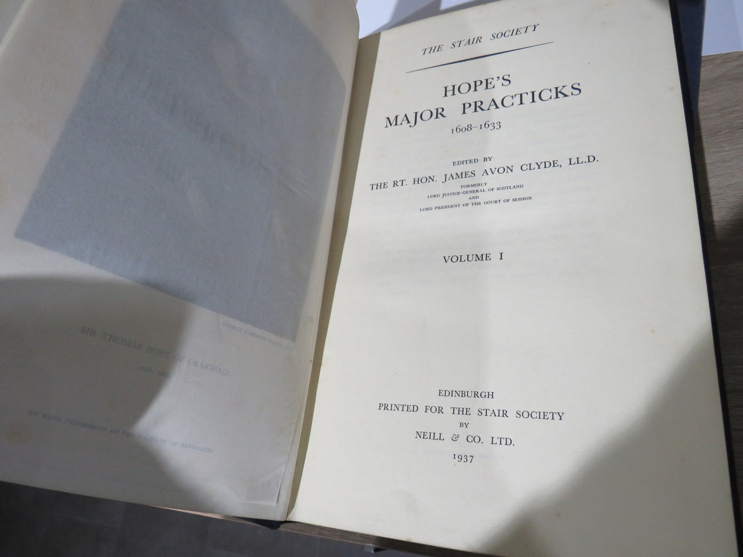 Hope's Major Practicks 1608-1633 Volume I & II The Stair Society 1937 & 1938