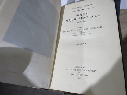 Hope's Major Practicks 1608-1633 Volume I & II The Stair Society 1937 & 1938 book image 2