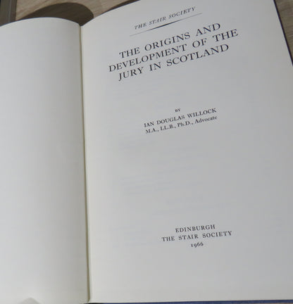 The Origins and Development of the Jury In Scotland By Ian Douglas Willock 1966 book image 2
