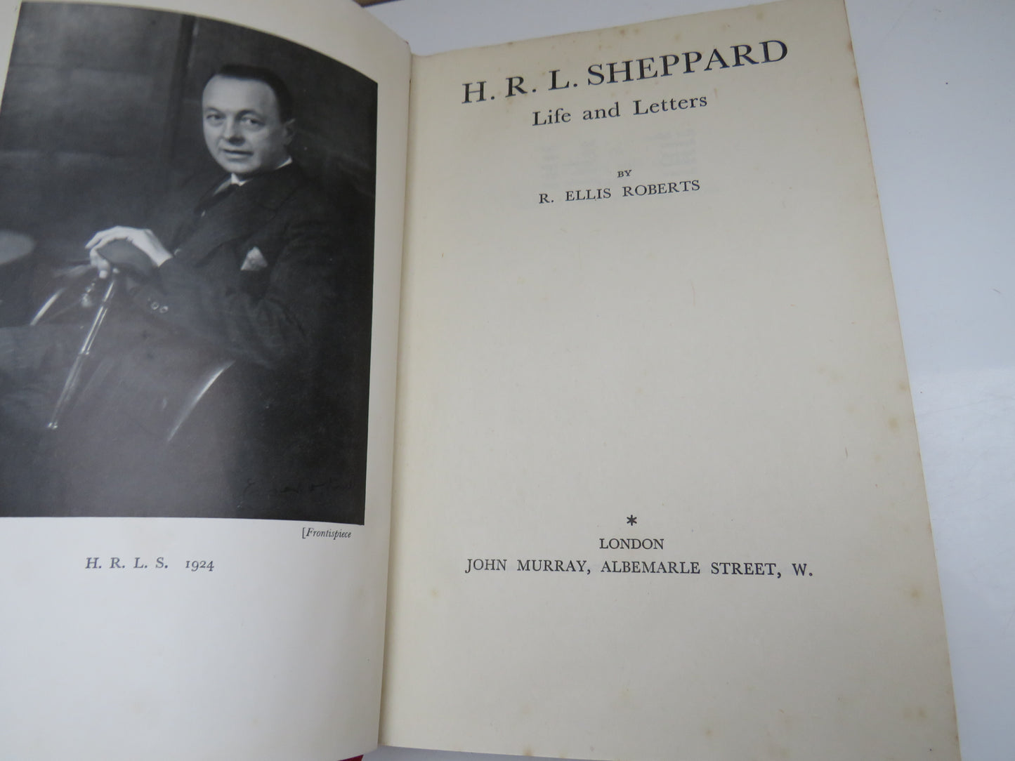 H.R.L. Sheppard Life and Letters By R. Ellis Roberts 1942