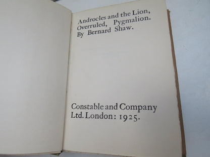 Androcles And The Lion, Overruled & Pygmalion by Bernard Shaw (Classic Drama Book, 1925) book image 3