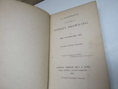 A Handbook To The Works of Robert Browning by Mrs Sutherland 1886 book image 4