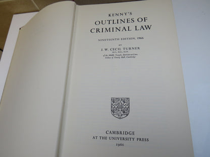 Kenny's Outlines of Criminal Law Nineteenth Edition 1966 By J.W. Cecil Turner book image 3