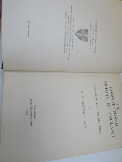 The Constitutional History of England A Course of Lectures Delivered By F.W. Maitland 1919 book image 2