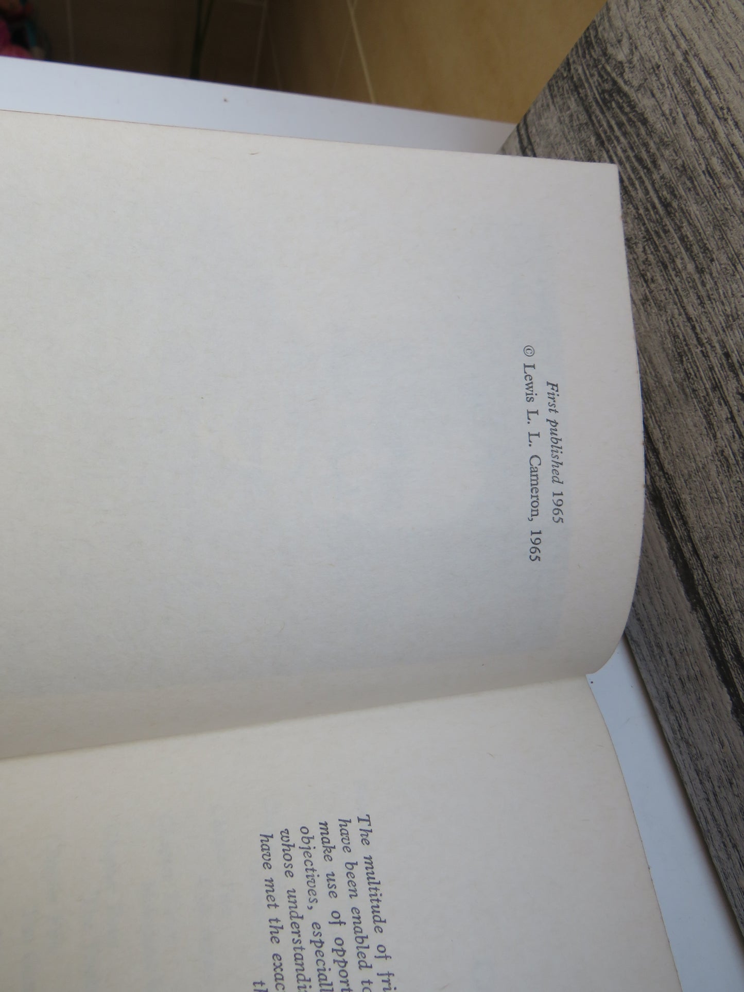 Opportunity My Ally By Lewis L.L. Cameron 1965 Author Inscribed