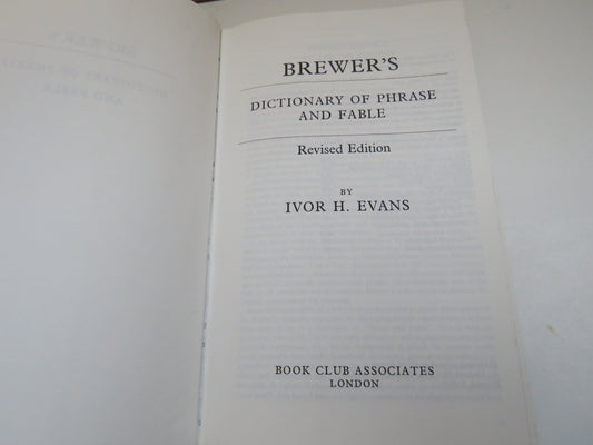 Brewer's Dictionary of Phrase and Fable Revised Edition By Ivor H. Evans 1981