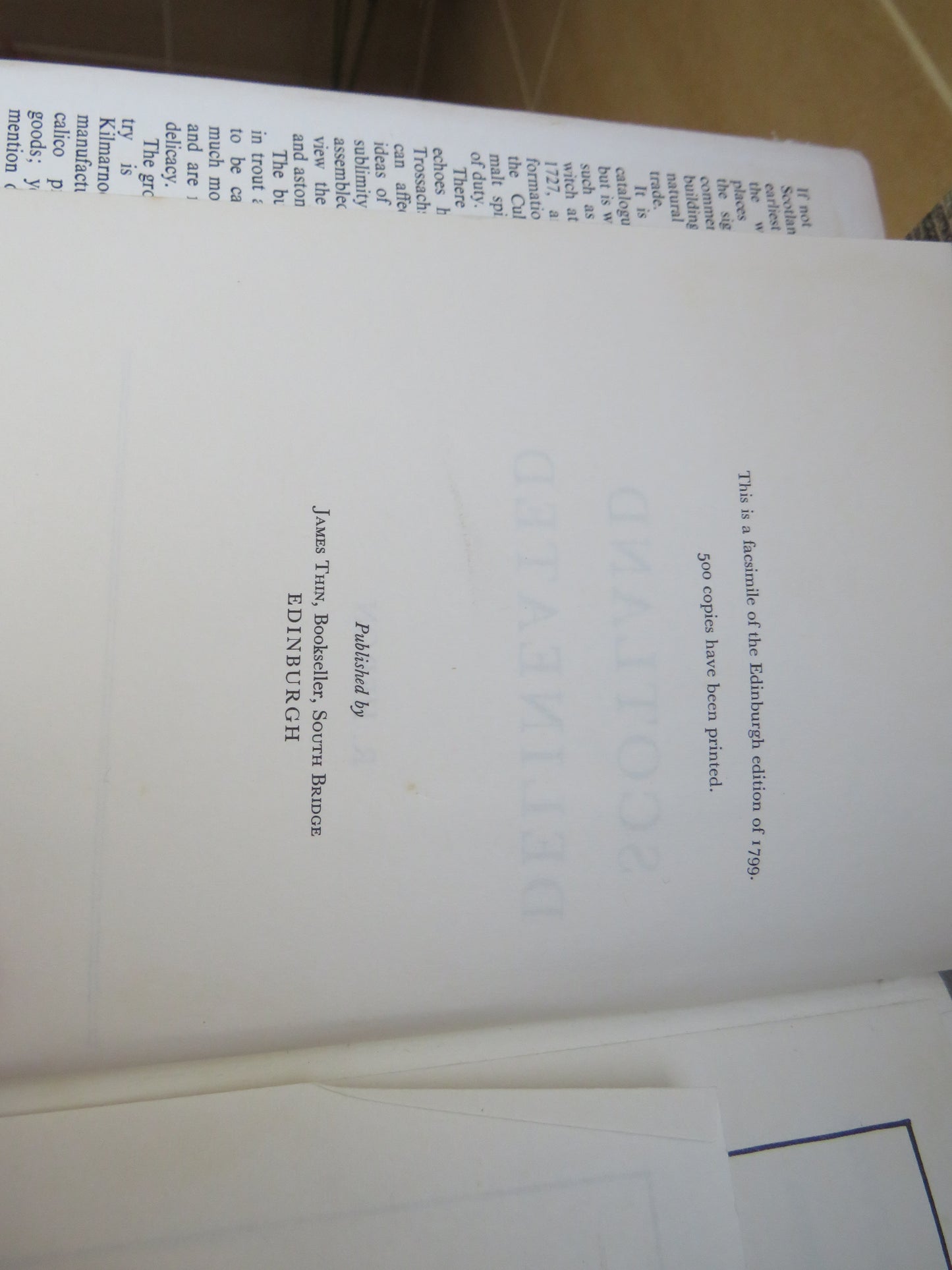 Scotland Delineated By R. Heron 1975 Facsimile of the Edinburgh Edition of 1799