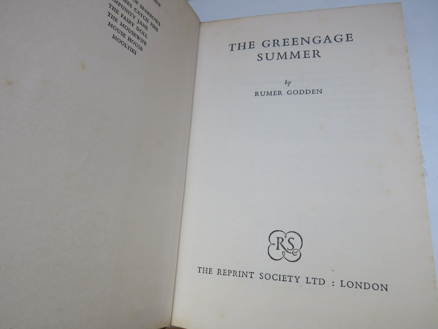 The Greengage Summer By Rumer Godden 1958