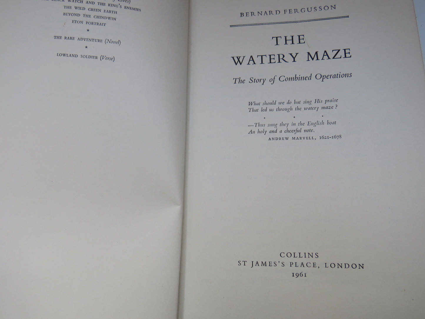 The Watery Maze The Story of Combined Operations By Bernard Fergusson 1961