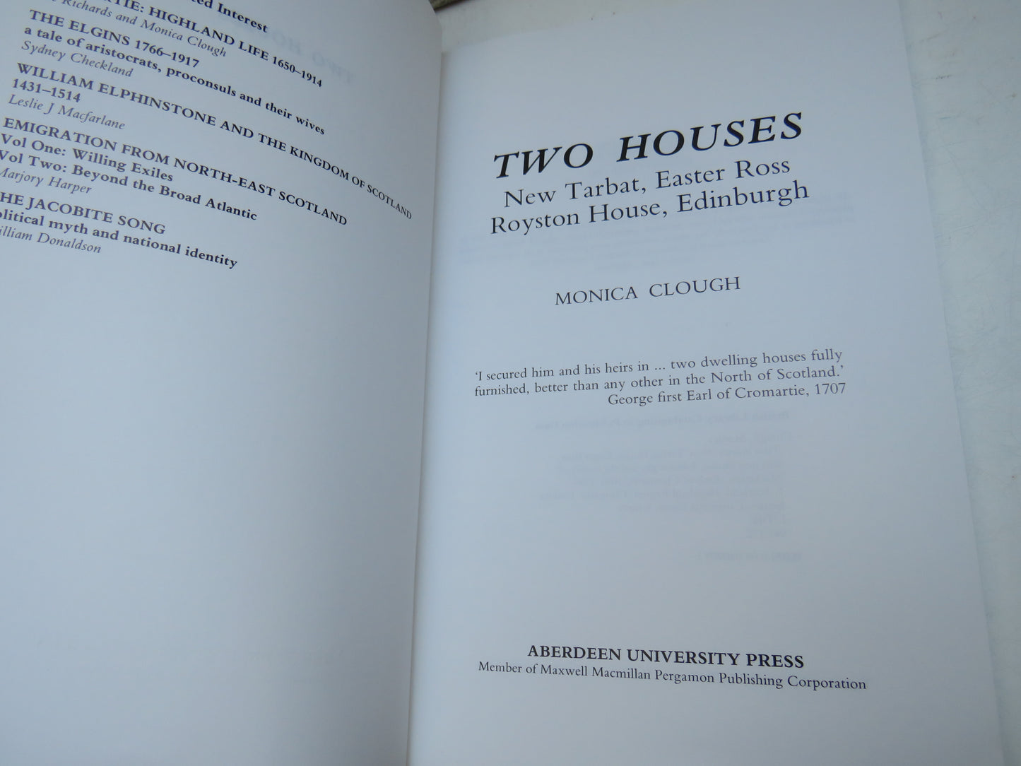 Two Houses New Tarbat, Easter Ross, Royston House, Edinburgh By Monica Clough 1990