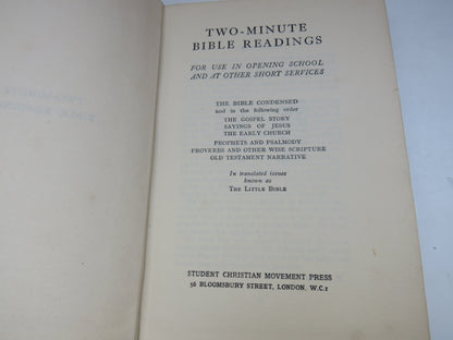 Two-Minute Bible Readings For Use In Open School and At Other Short Services 1951