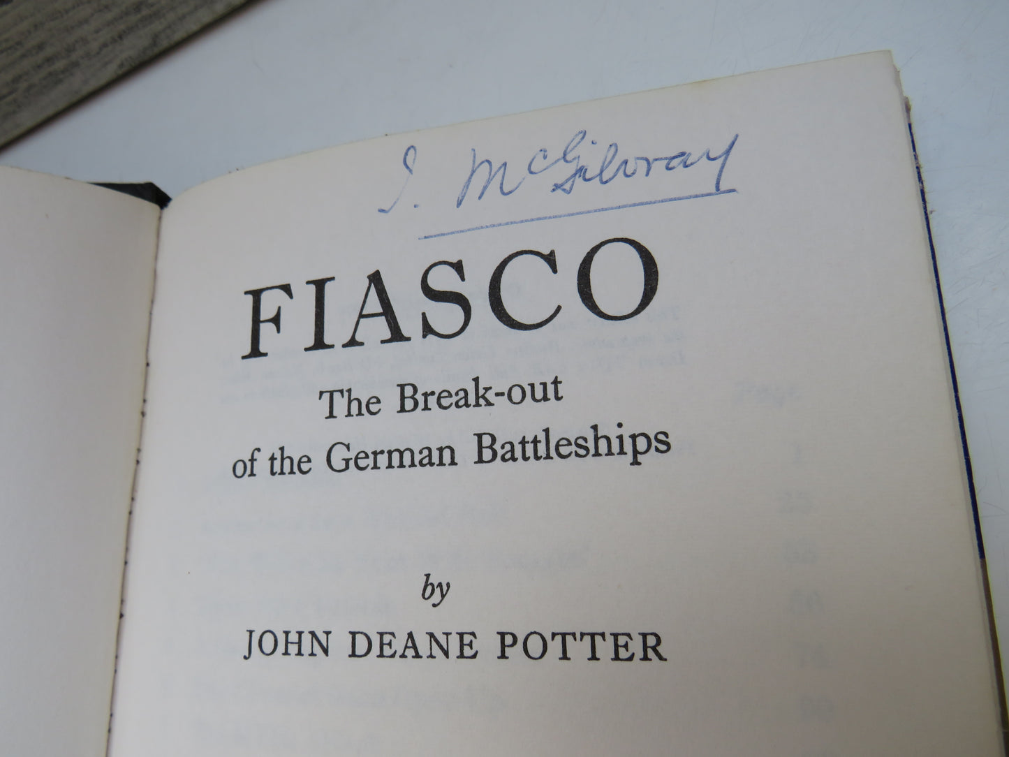 Fiasco The Break-Out of the German Battleships By John Deane Potter 1971