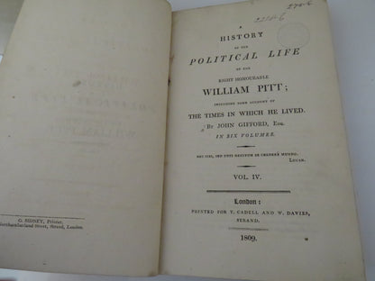 A History of the Political Life Of The Right Honourable William Pitt By John Gifford Vol IV 1809 book image 5