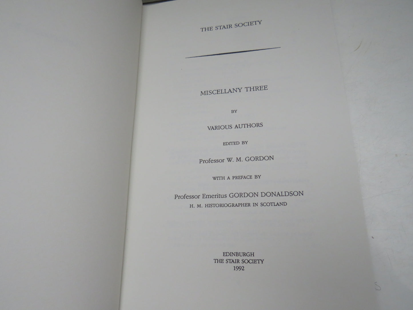 The Stair Society Miscellany Three By Various Authors Edited By Professor W. M. Gordon 1992
