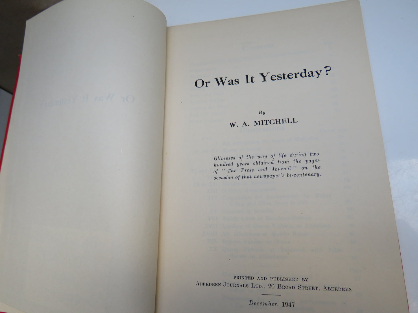 Or Was It Yesterday by W. A. Mitchell, 1947