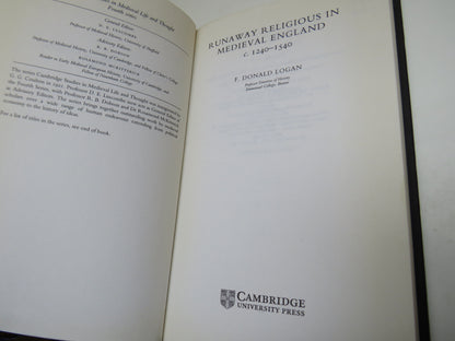 Runaway Religious In Medieval England C.1240-1540 by F. Donald Logan 1996 book image 6