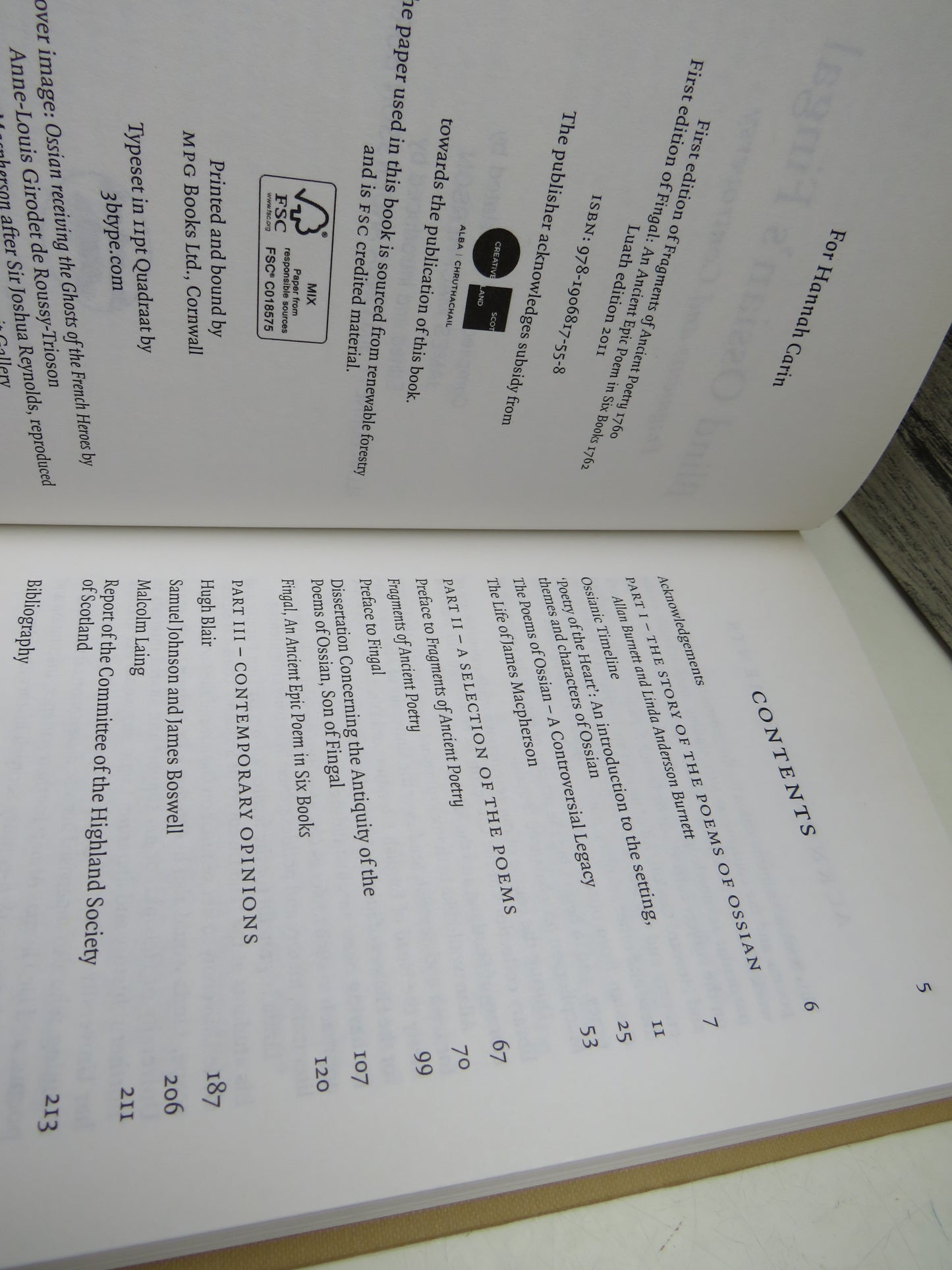 Blind Ossian's Fingal Fragments and Controversy Compiled and Translated By James Macpherson