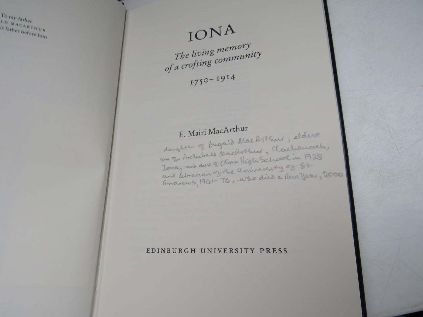 Iona The Living Memory of a Crofting Community 1750 - 1914 By E. Mairi MacArthur 1990