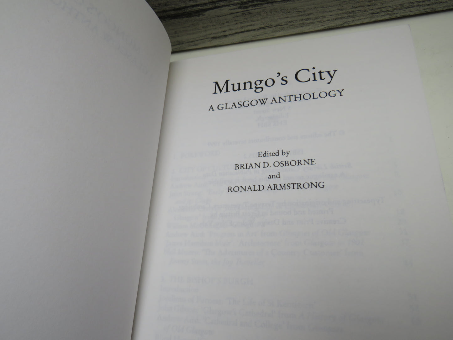 Mungo's City A Glasgow Anthology Edited By Brian D. Osborne and Ronald Armstrong 1999
