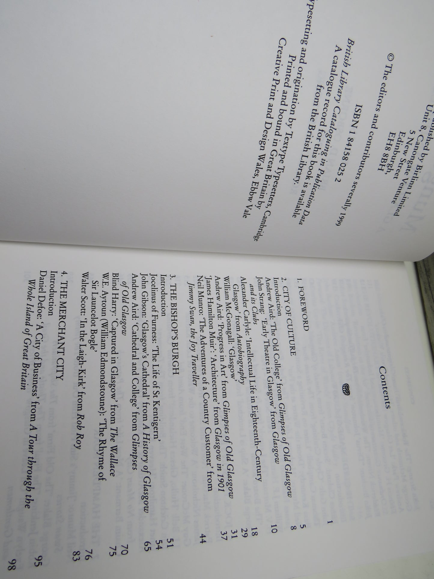Mungo's City A Glasgow Anthology Edited By Brian D. Osborne and Ronald Armstrong 1999