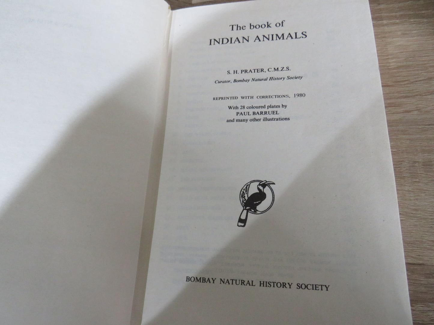 The Book of Indian Animals By S.H. Prater 1980