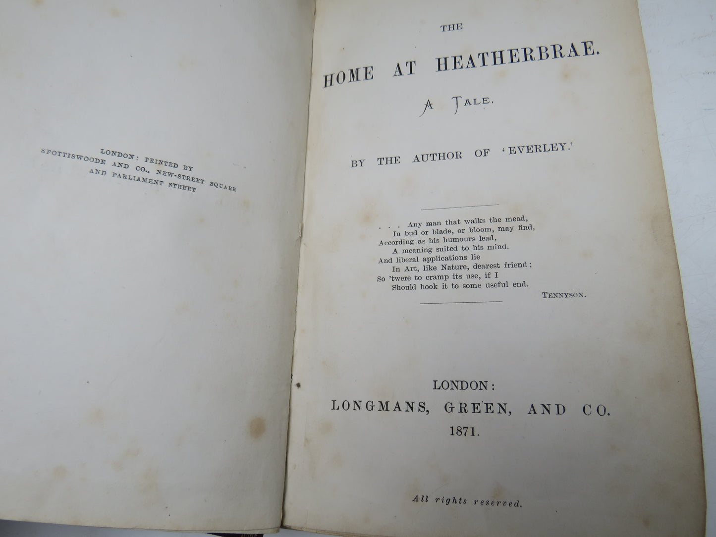 The Home At Heatherbrae A Tale By The Author of Everley 1871