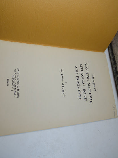 Catalogue Of Scottish Medieval Liturgical Books and Fragments By Rev. David McRoberts 1953 book image 3