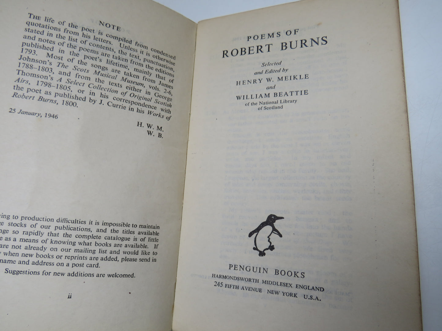 Poems of Robert Burns The Penguin Poets 1946