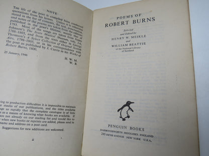 Poems of Robert Burns The Penguin Poets 1946