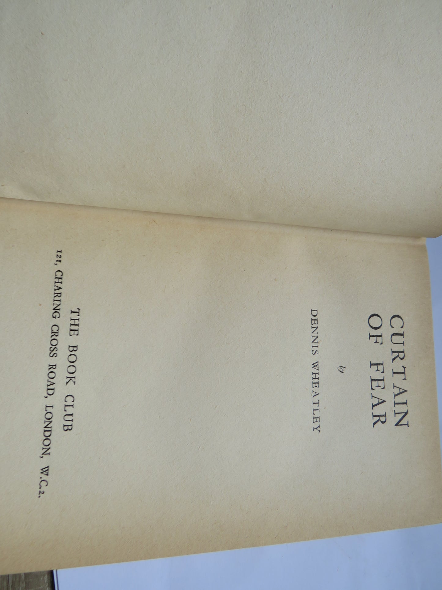 Curtain Of Fear By Dennis Wheatley, Vintage Book