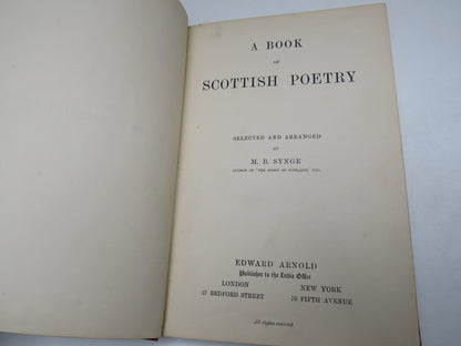 A Book of Scottish Poetry Selected and Arranged By M. B. Synge