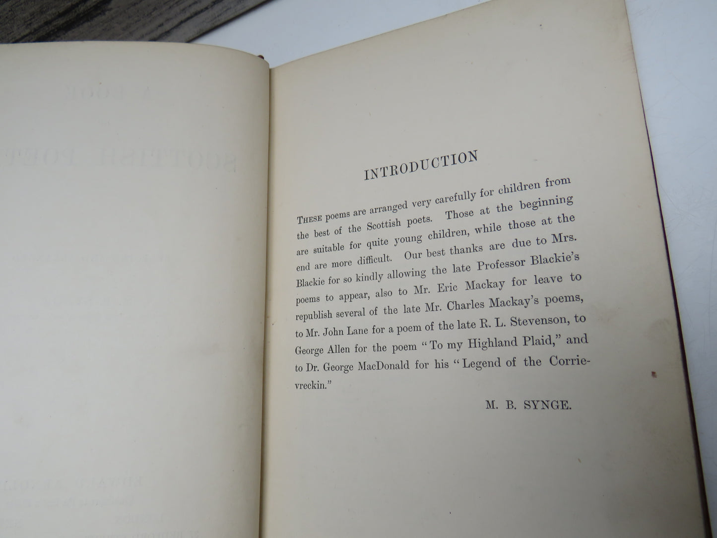 A Book of Scottish Poetry Selected and Arranged By M. B. Synge