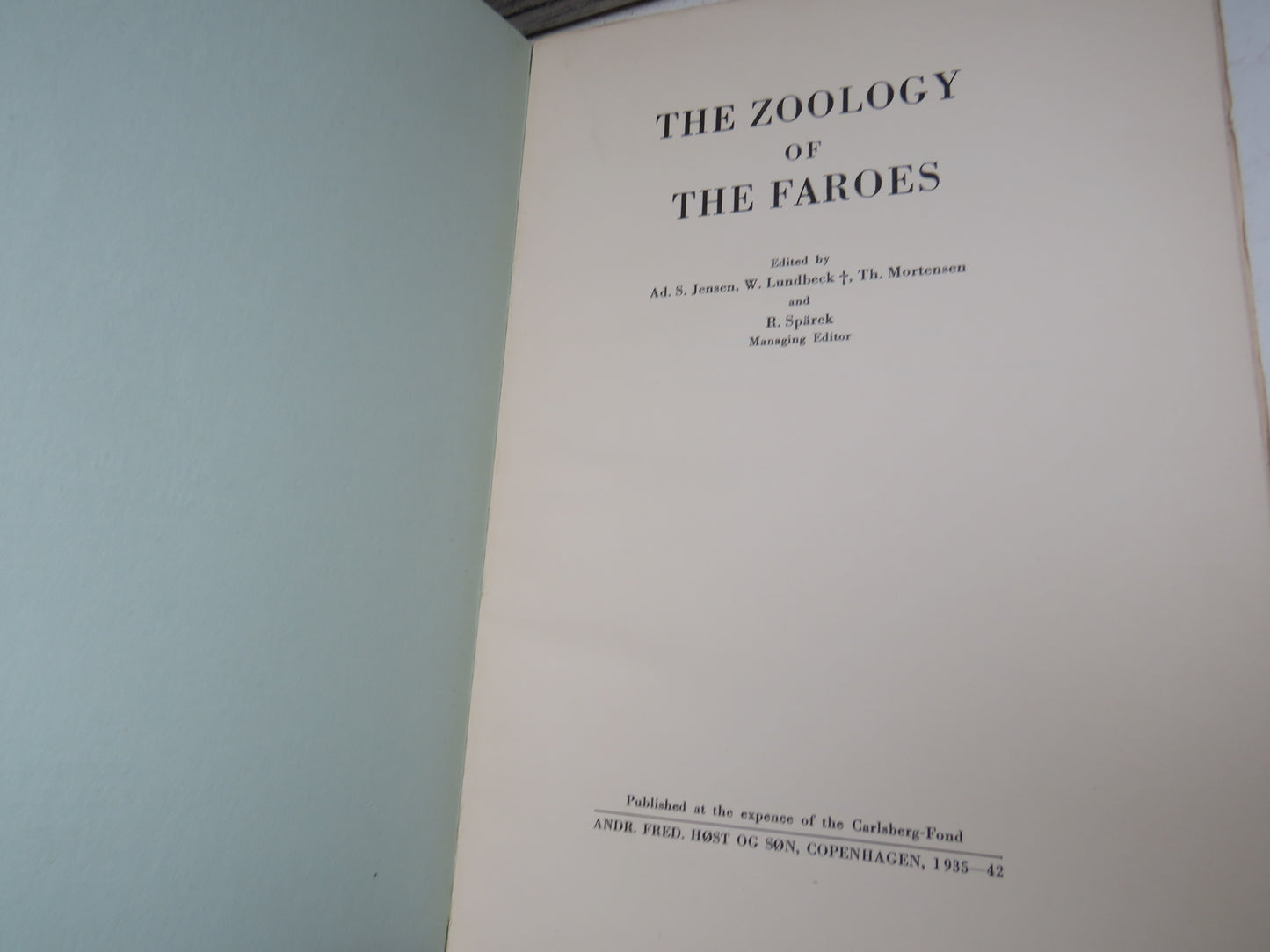 The Zoology Of The Faroes Edited By Ad. S. Jensen W. Lundbeck Th. Mortensen and R. Sparck
