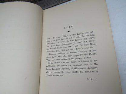 Treatise On The Game Laws of Scotland With An Appendix, Containing The Principal Statutes and Forms By Alexander Forbes Irvine 1883