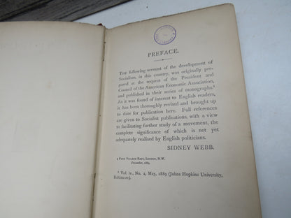 Socialism In England By Sidney Webb 1890