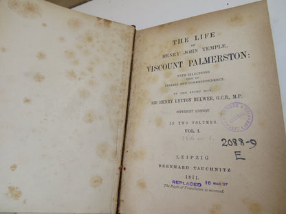 The Life Of Henry John Temple Viscount Palmerston By Sir Henry Lytton Bulwer 1871 book image 4