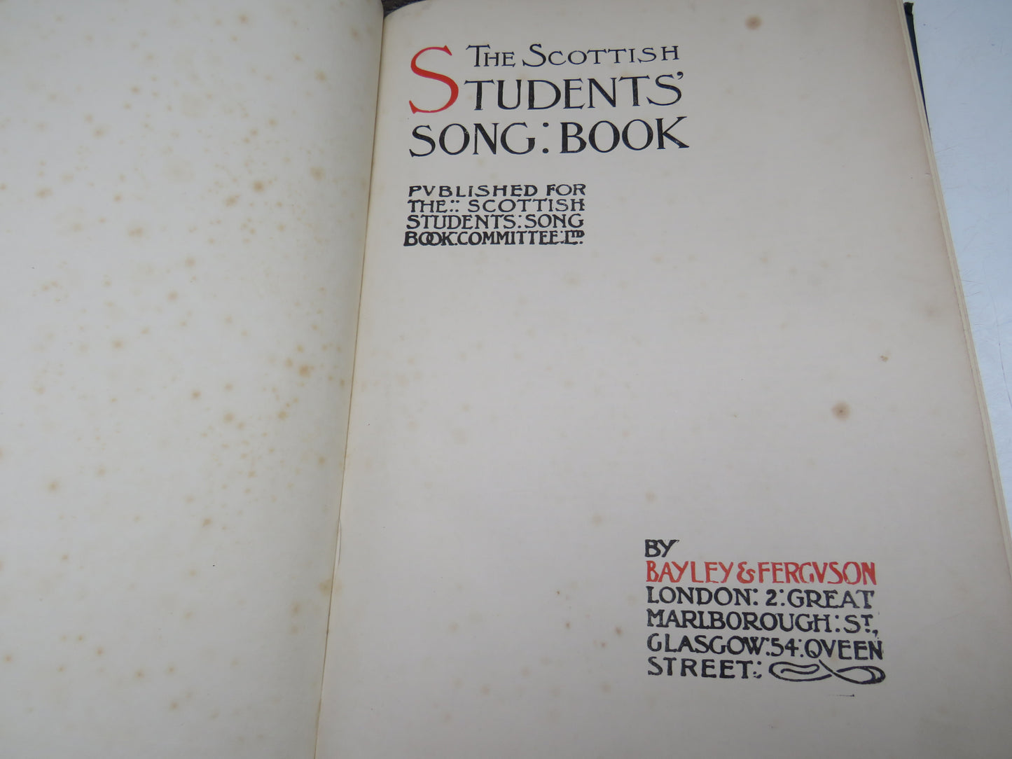The Scottish Students' Song Book, Vintage Music Book