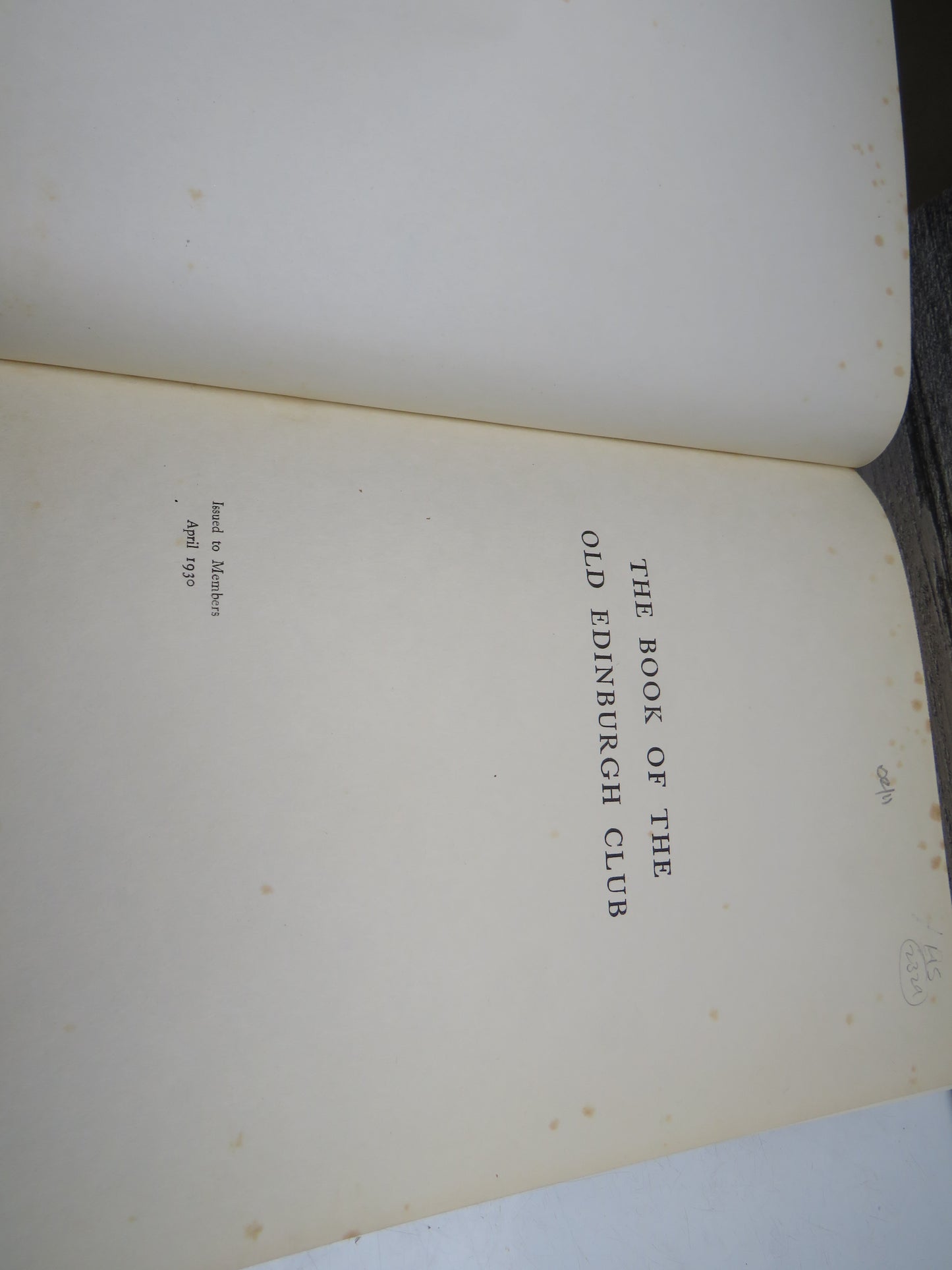 The Book of the Old Edinburgh Club, Seventeenth Volume, 1930