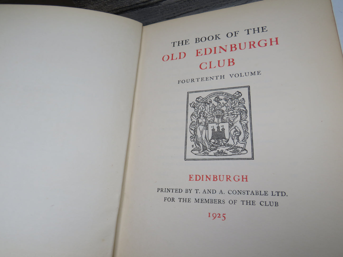 The Book of the Old Edinburgh Club, Fourteenth (14th) Volume, 1925