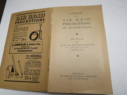 Guide To Air Raid Precautions In Edinburgh 1939