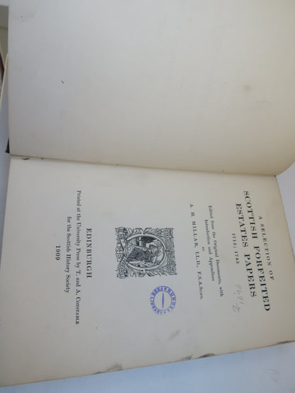 A Selection of Scottish Forfeited Estate Papers 1715; 1745 By A. H. Millar 1909 book image 5