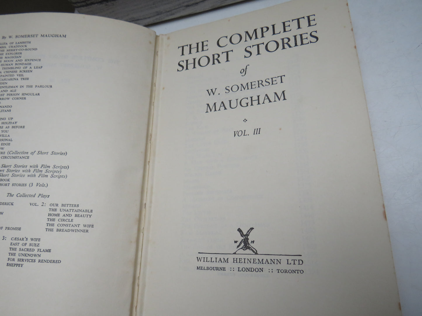 The Complete Short Stories of W. Somerset Maugham, Vol. III, 1953