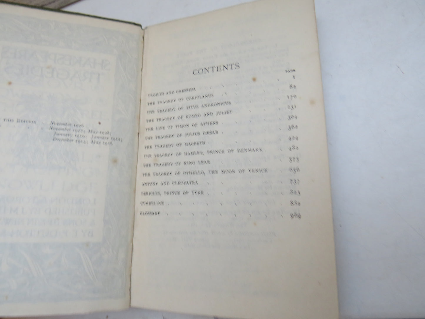 Shakespeare's Tragedies (Everyman's Library) by William Shakespeare (Classic Literature Book, 1916)