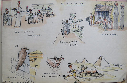 An Excellent Scrap / Sketch Book Dated 1918 Edinburgh WWI Cario, etc.