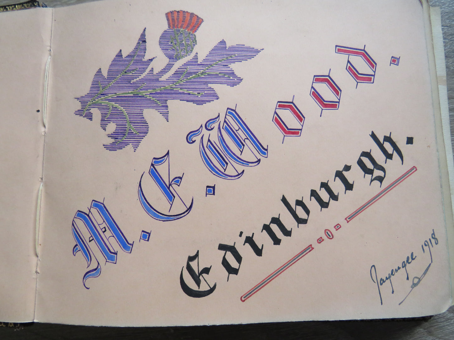 An Excellent Scrap / Sketch Book Dated 1918 Edinburgh WWI Cario, etc.