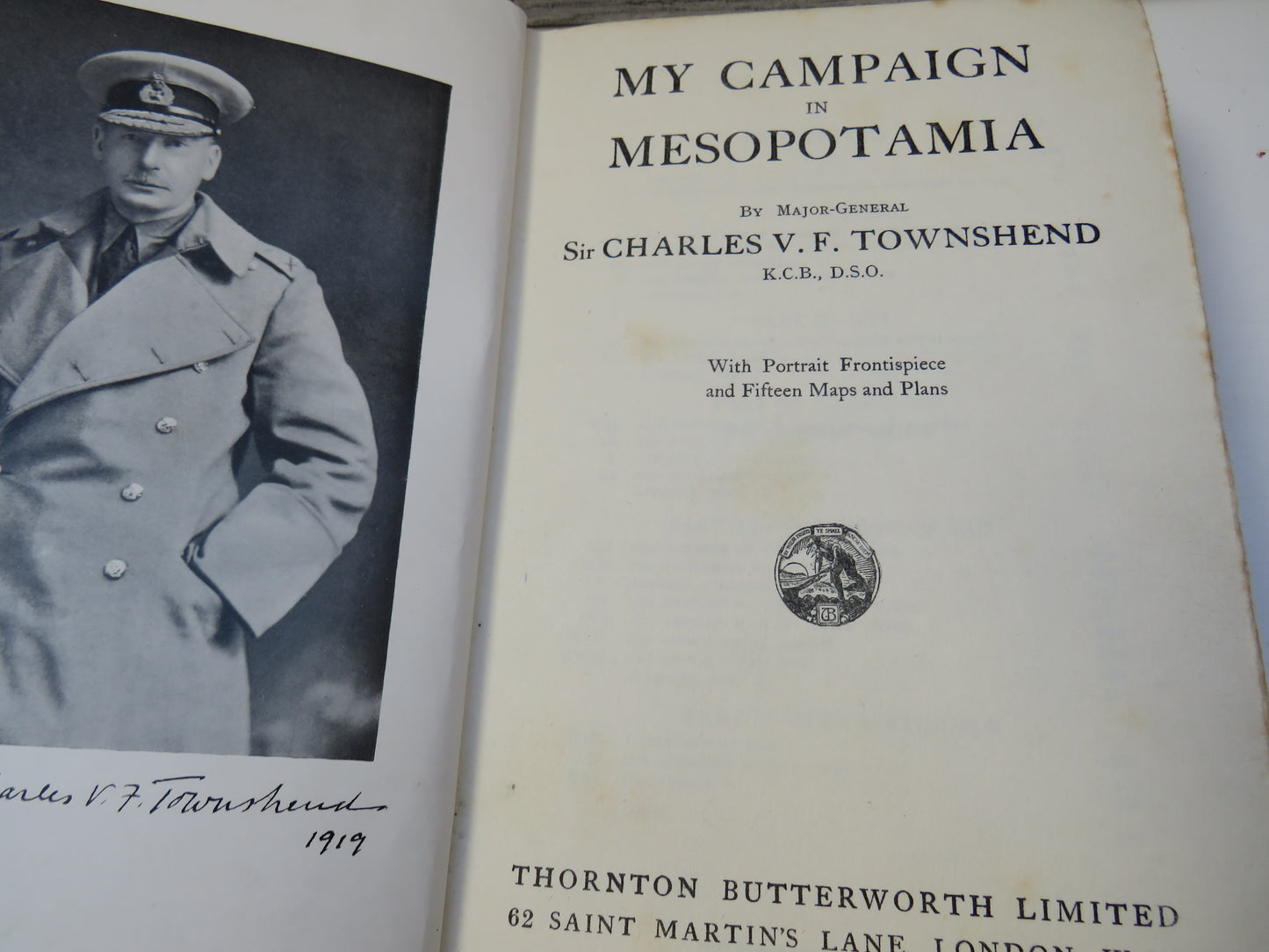 My Campaign In Mesopotamia By Major-General Sir Charles V.F. Townshend 1920