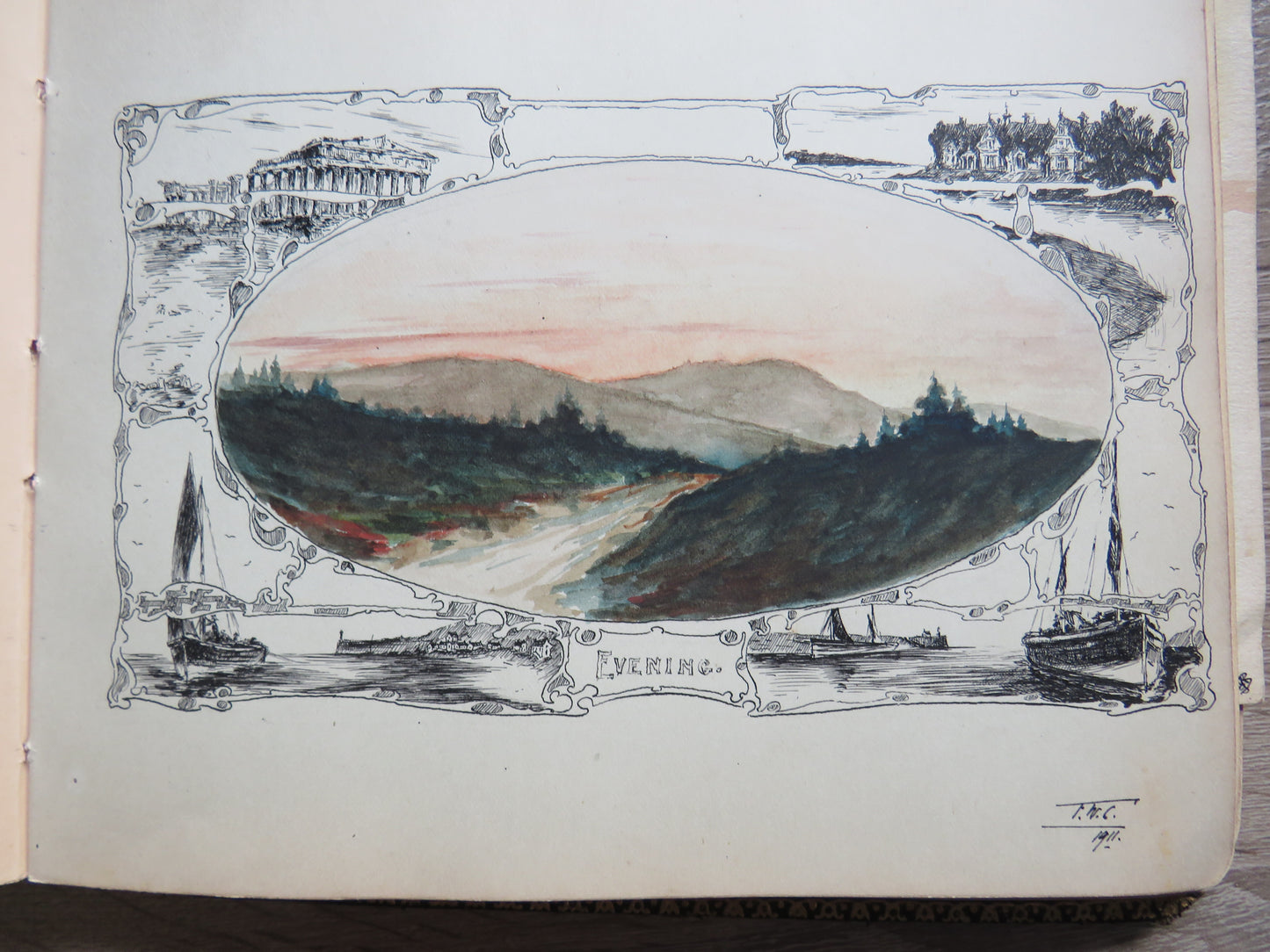 An Excellent Scrap / Sketch Book Dated 1918 Edinburgh WWI Cario, etc.