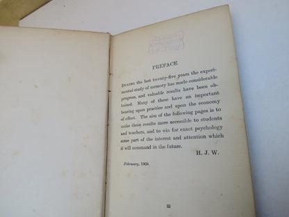 The Economy and Training of Memory By Henry J. Watt 1909 book image 5