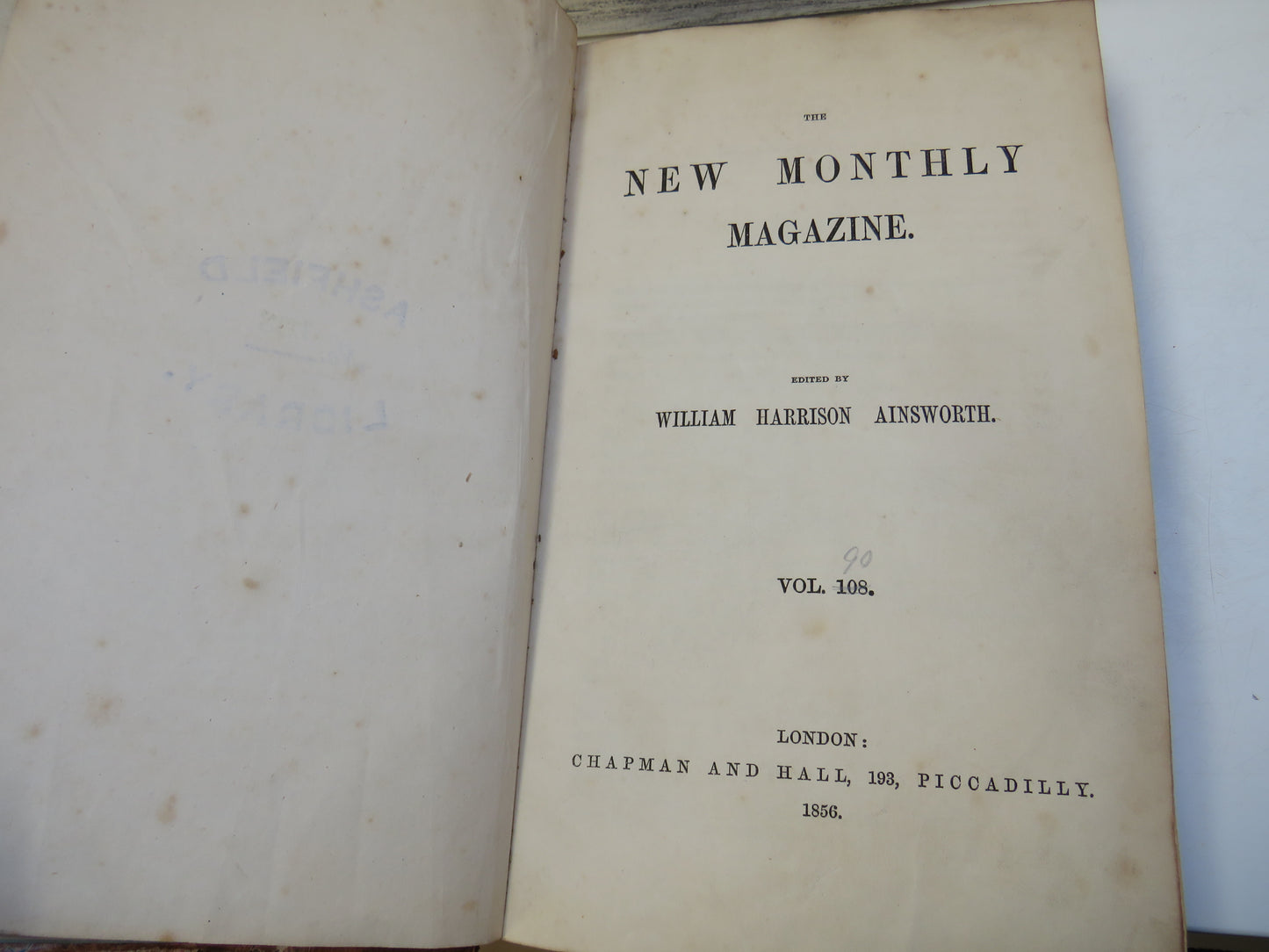 The New Monthly Magazine Edited By William Harrison Ainsworth 1856 Vol 108